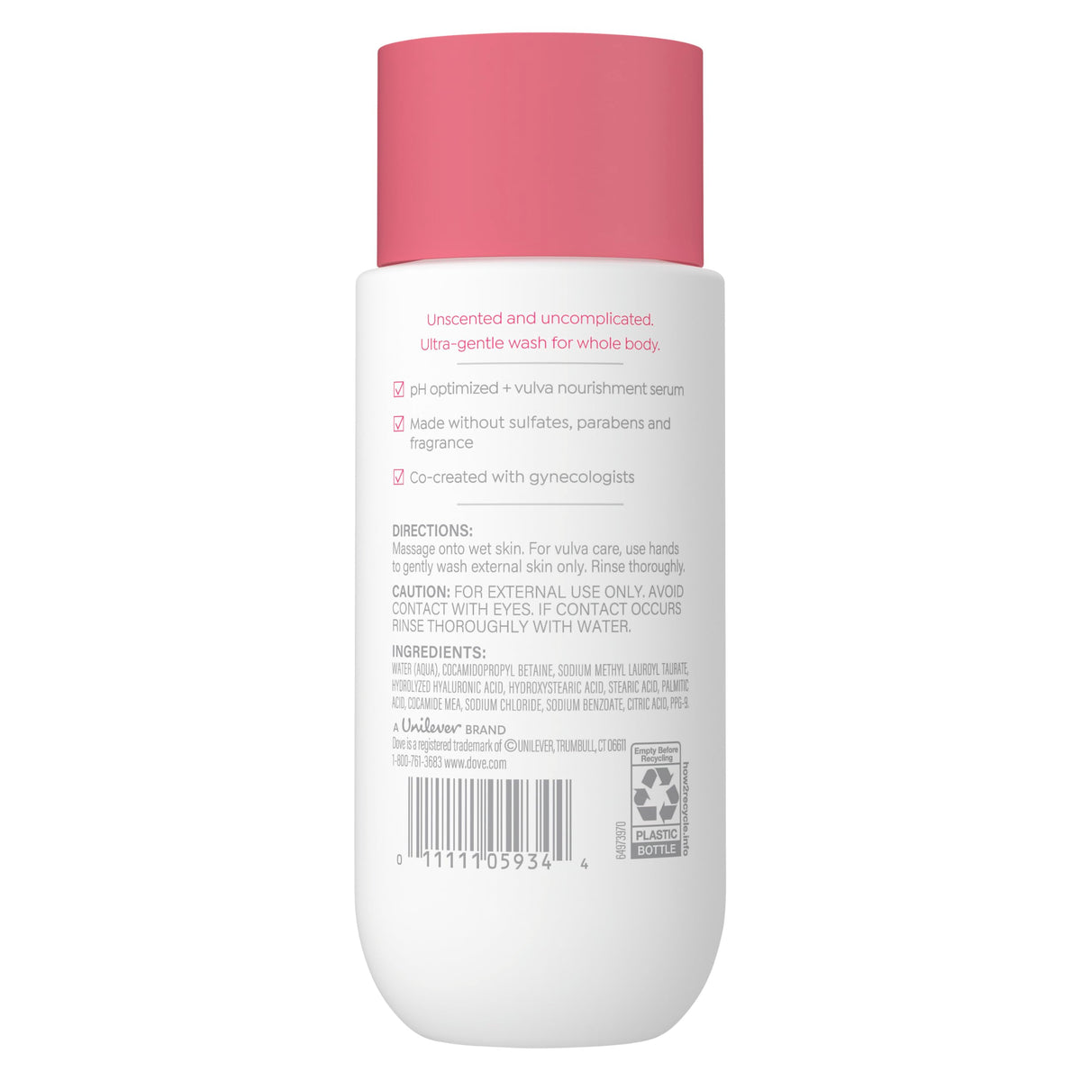 Dove intimate wash clear formula close-up highlighting hydrating texture benefit