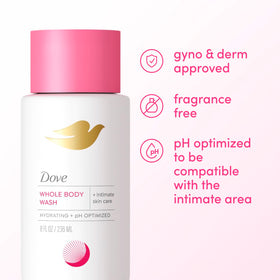 Dove intimate wash used in shower lifestyle scene demonstrating soothing routine benefit