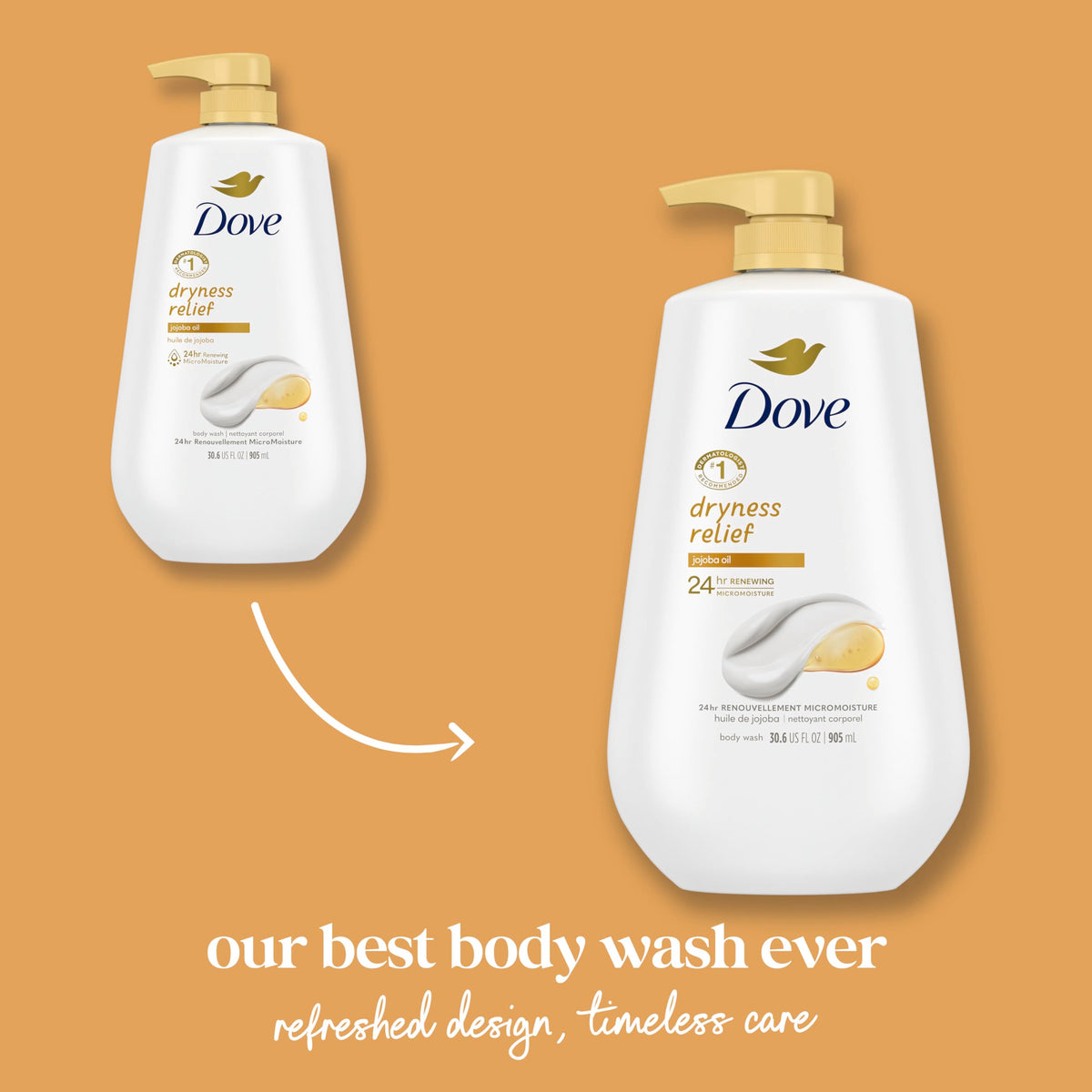 Dove jojoba oil droplet depiction emphasizing natural nourishment