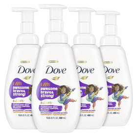 Dove bottle front packaging showing berry smoothie scent and fun design for kids