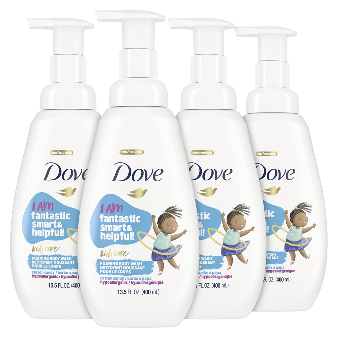 Dove Kids front packaging showing cotton candy scent and gentle benefits