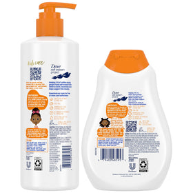 Dove kids shampoo pump closeup highlighting easy-use dispenser and gentle formula