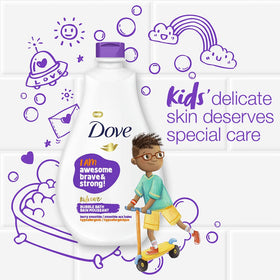 Dove bottle next to hand for scale showing convenient 13.5 oz size
