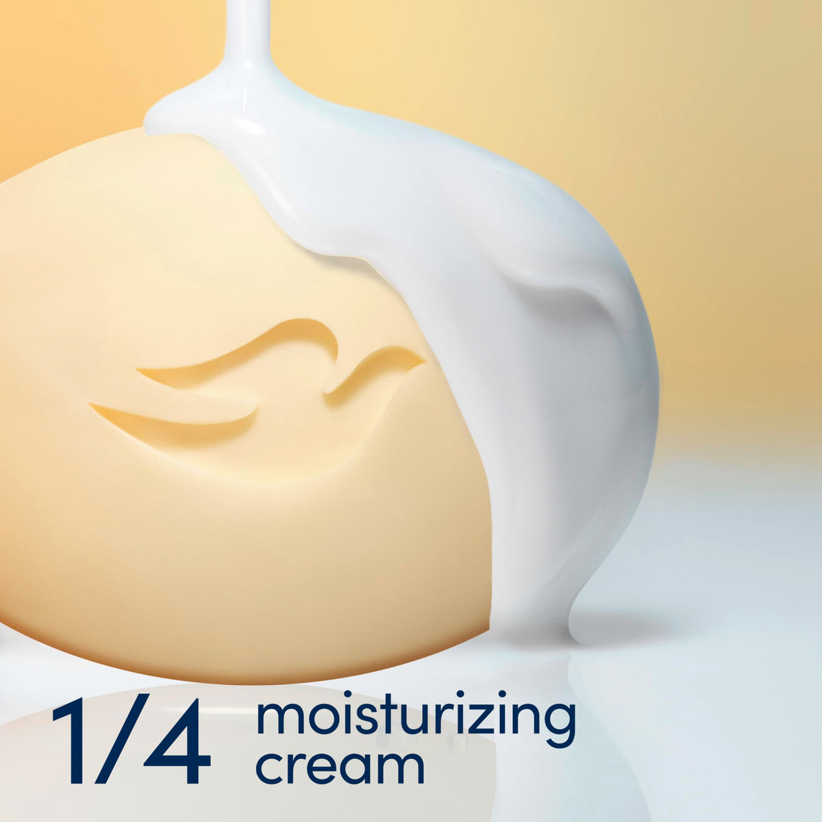 Close-up of Dove label with shea butter ingredient callout for nourishment