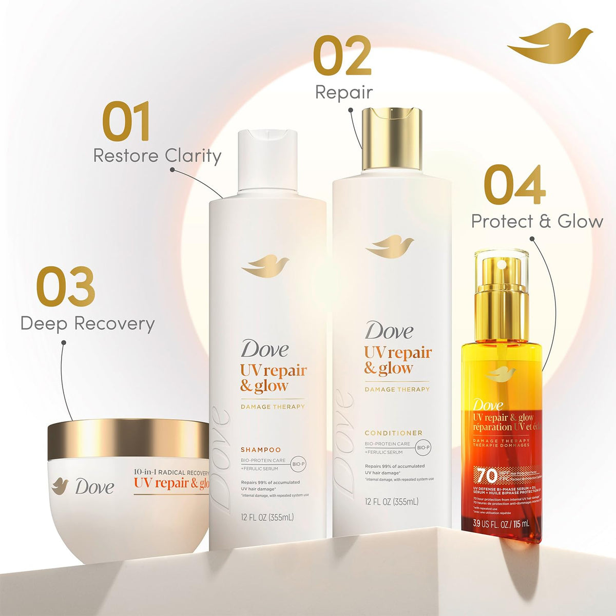 Dove lifestyle image wet hair after wash showing restored shine