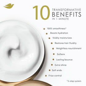 Dove applying mask to mid-lengths and ends for targeted hydration and repair