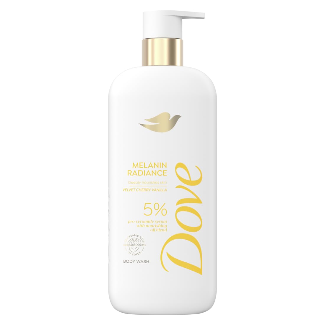 Dove bottle front view showing label and 18.5 oz size, brand clarity and shelf appeal