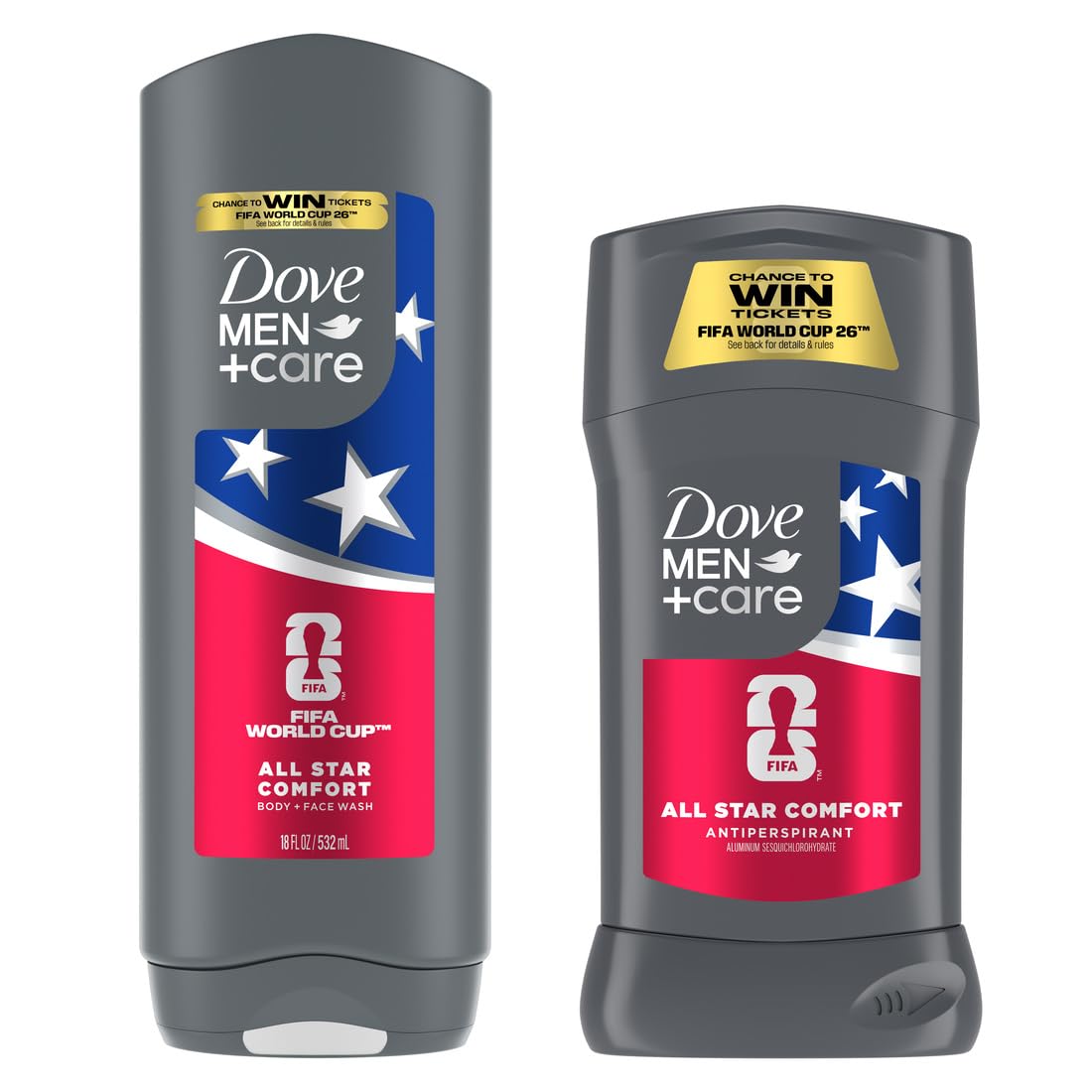 Dove Men+Care front pack shows limited edition FIFA design and product benefit