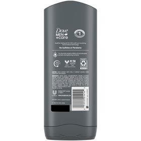 Dove Men+Care back label with ingredients and instructions, clarity for buyers