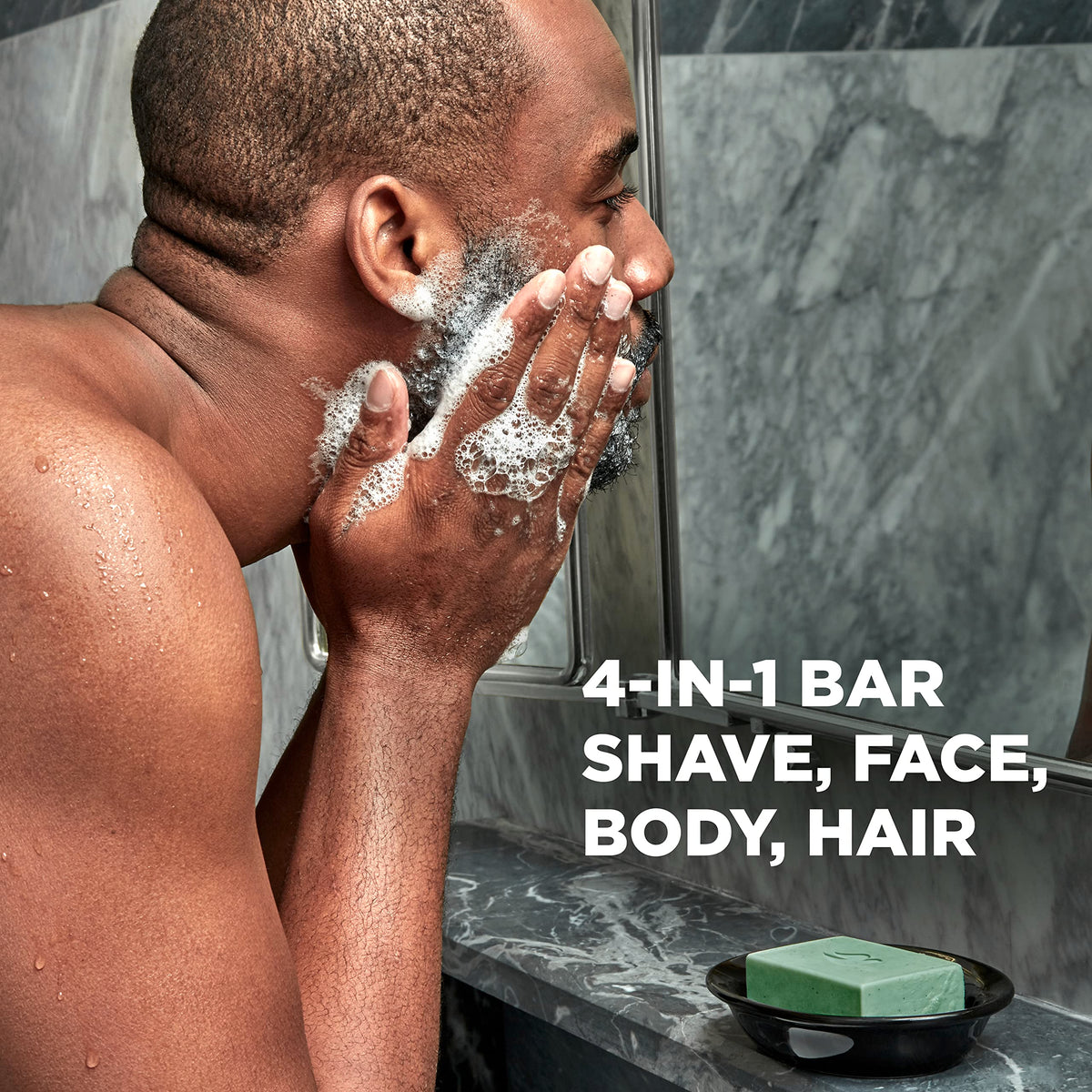 DOVE MEN + CARE close-up of bar texture highlighting moisturizing oils