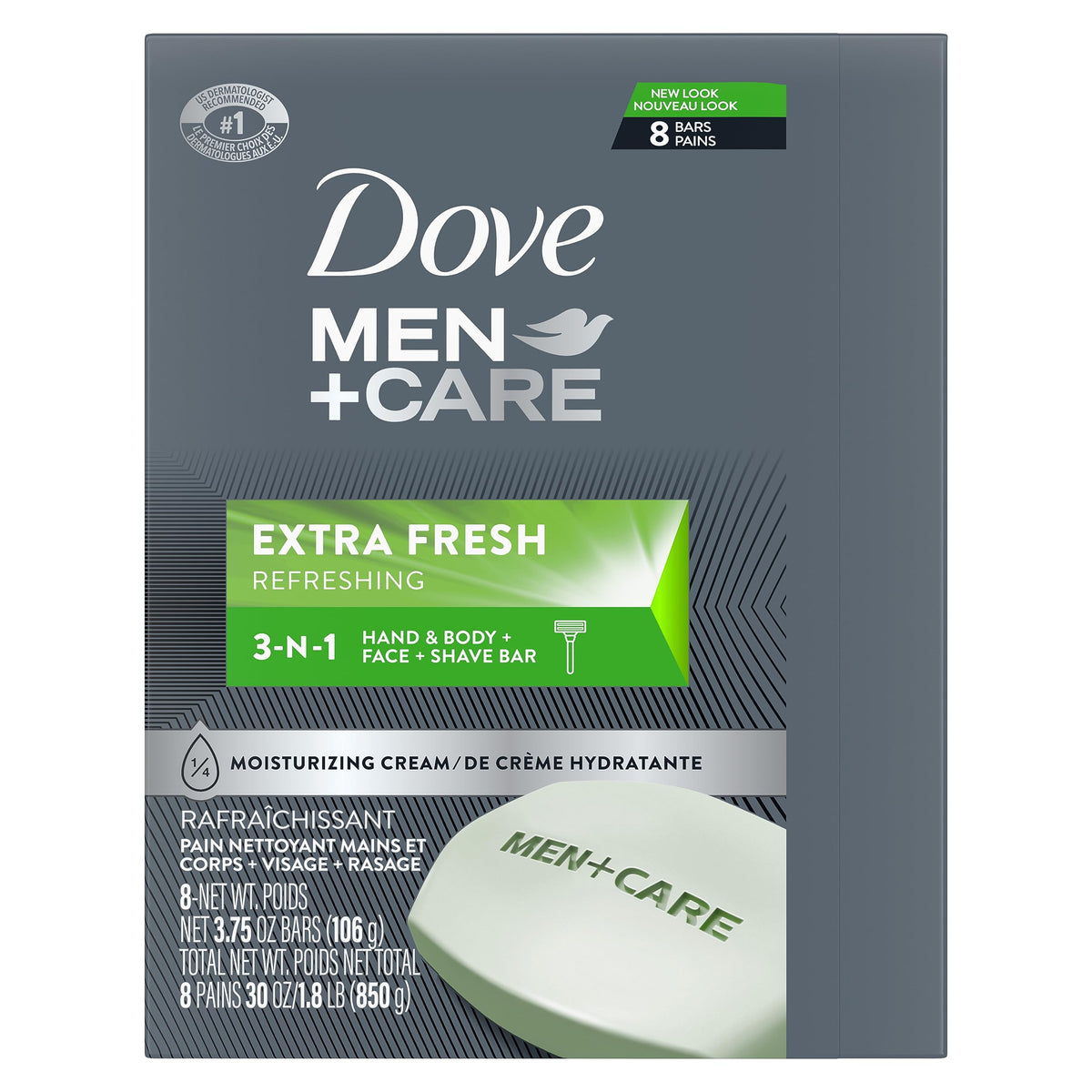 DOVE MEN + CARE close-up of bar texture highlighting moisturizing cream