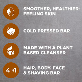 Dove Men+Care bar lather in hand demonstrating rich, easy-to-spread foam