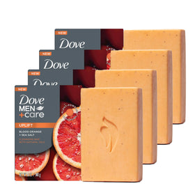 Dove Men+Care front packaging shows four bars and scent labels for convenience