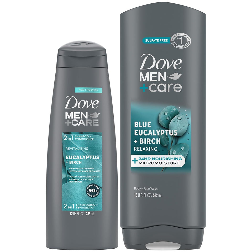 Dove showing front packaging of body and face wash for hydrated cleansing