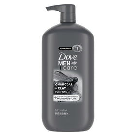 DOVE MEN + CARE front packaging showing charcoal + clay benefits