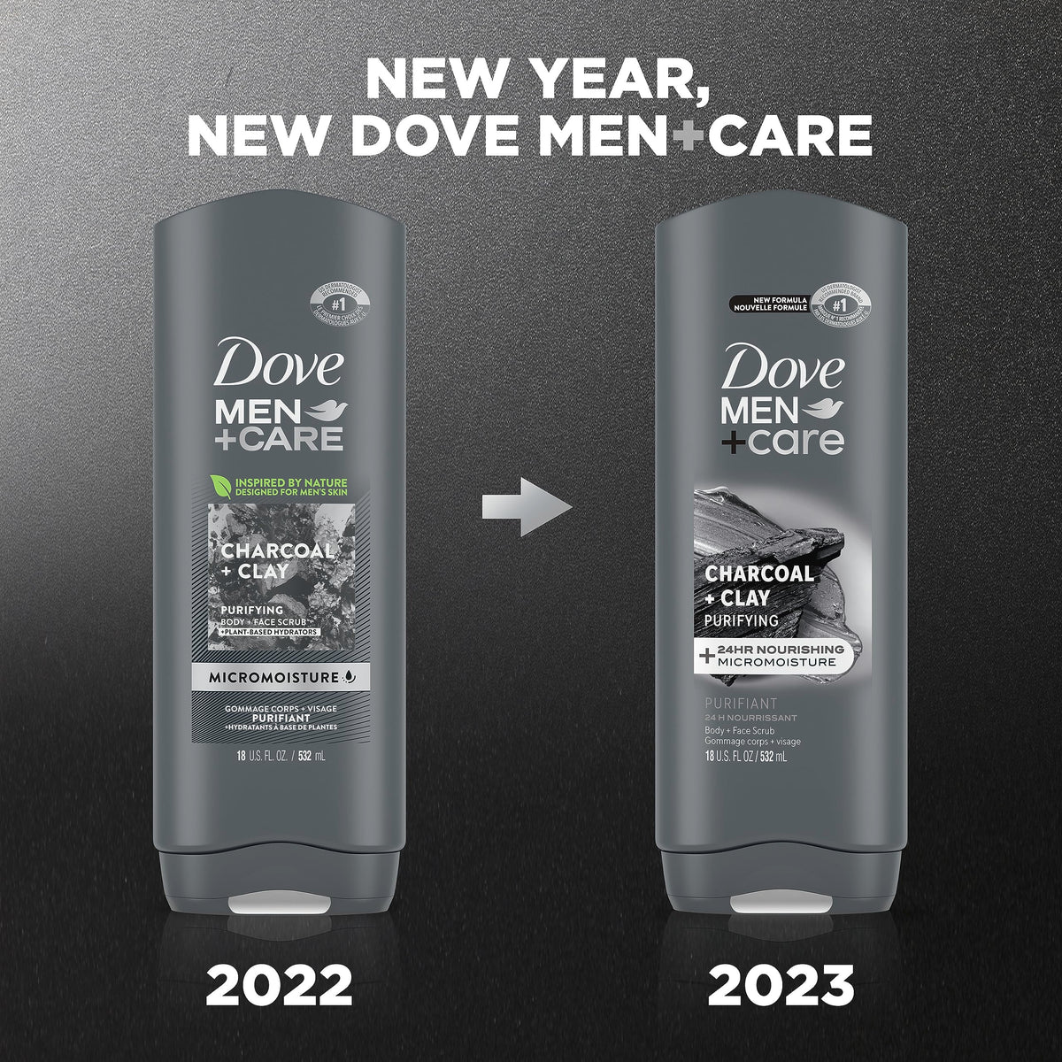 DOVE MEN + CARE pump close-up highlighting easy dispensing and controlled use