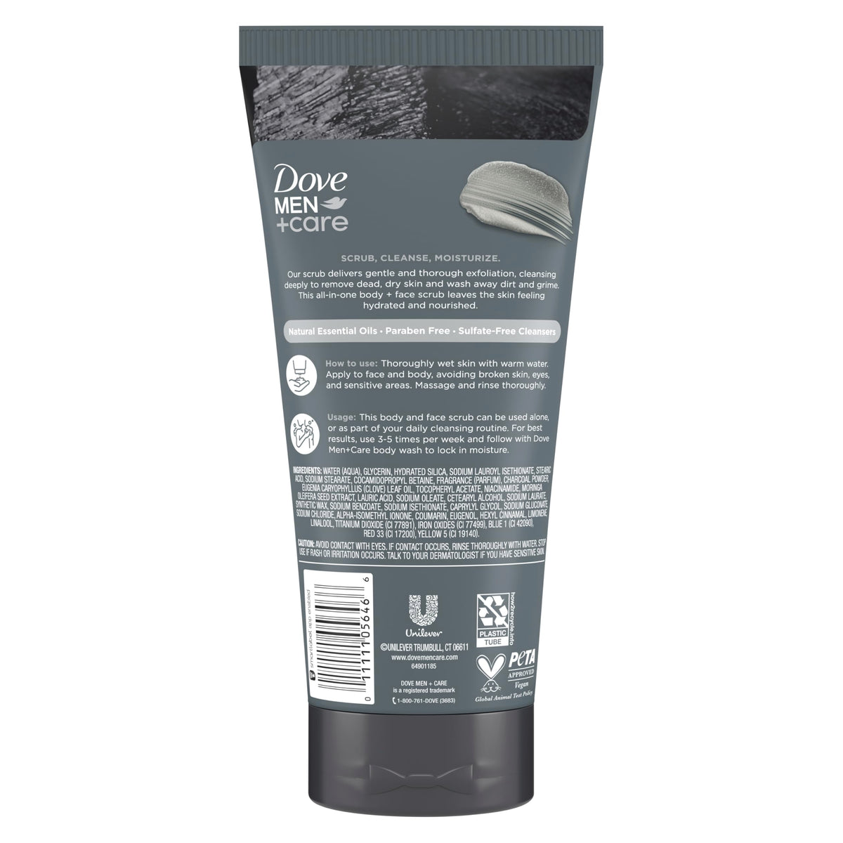 DOVE MEN + CARE open jar texture highlighting gentle exfoliation benefit