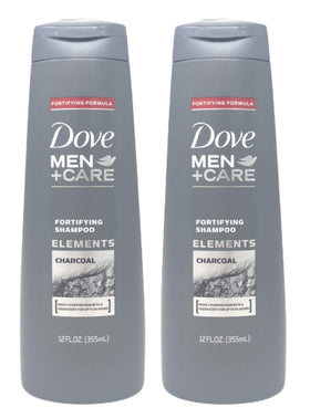 Dove Men+Care front packaging showing two 12 oz bottles and product benefits