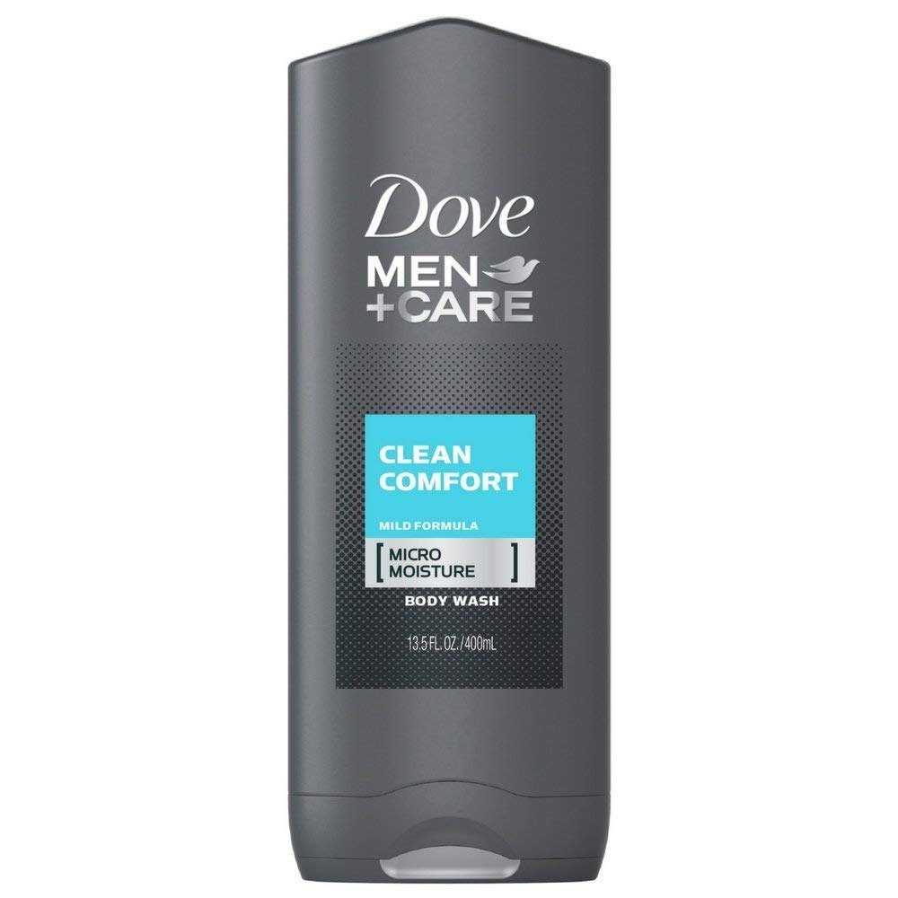 Dove Men+Care front bottle showing refreshing clean and lasting hydration