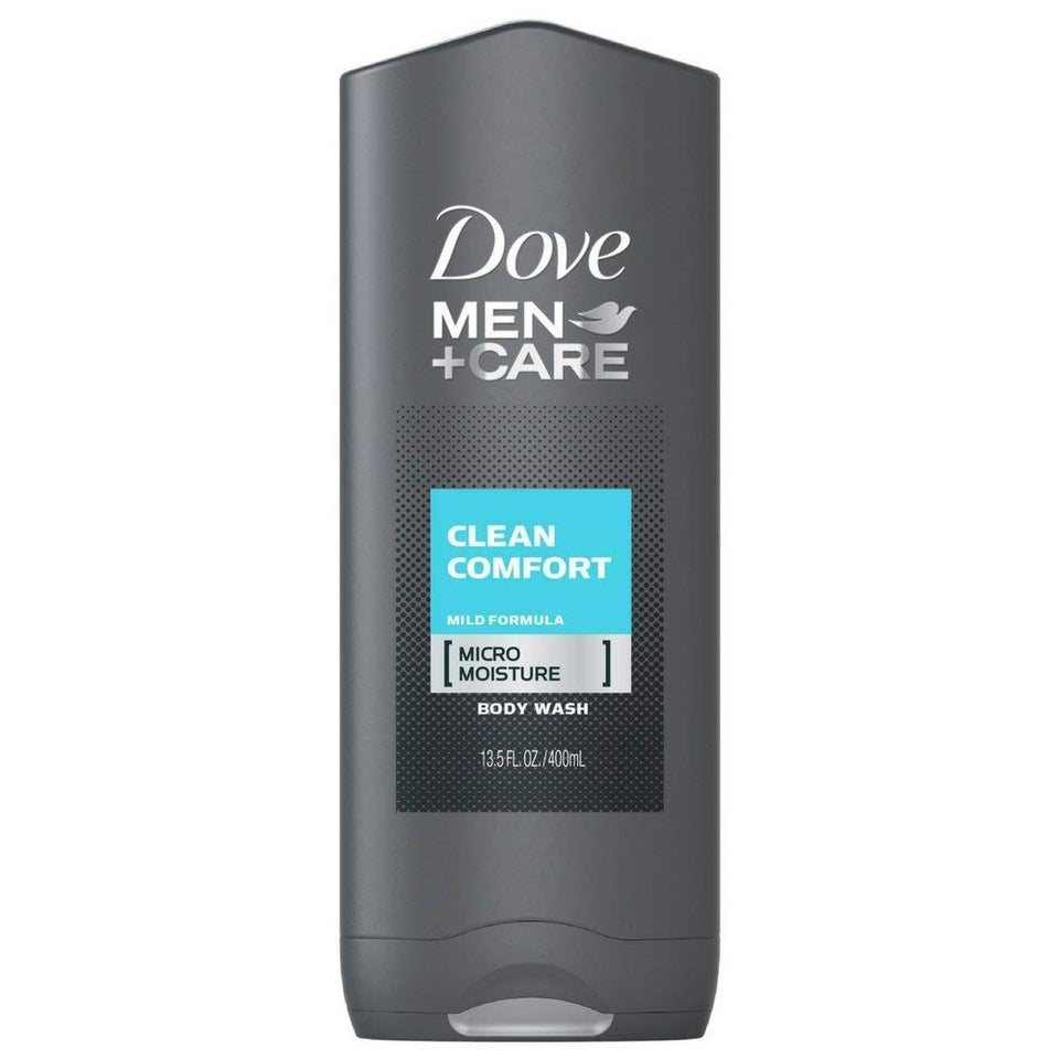 Dove Men+Care front bottle showing refreshing clean and lasting hydration
