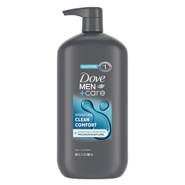Dove Men+Care front bottle showing 30 oz size and clean design benefit