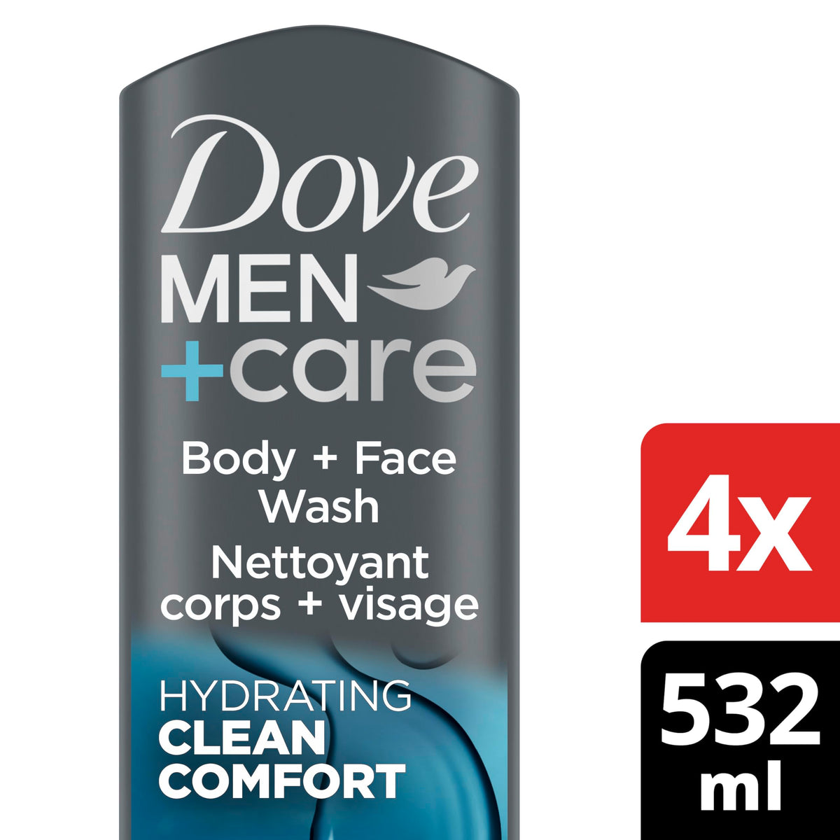Dove Men+Care pump close-up demonstrating dispenser ease and convenient everyday use