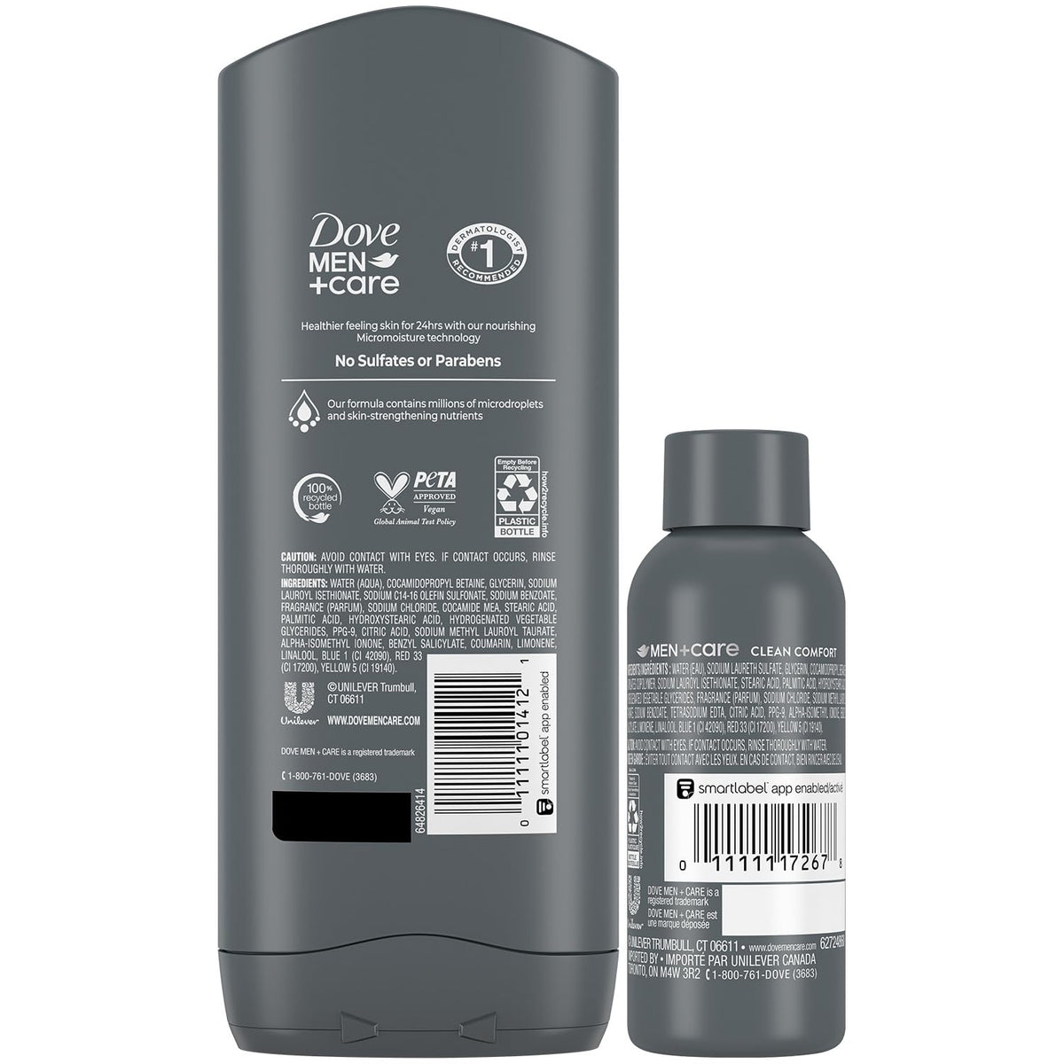 Dove Men+Care pump close-up highlighting easy dispensing and no-spill control