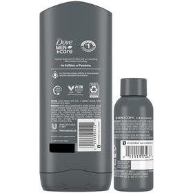 Dove Men+Care pump close-up highlighting easy dispensing and no-spill control