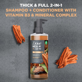 DOVE MEN + CARE label close-up highlighting vitamin B3 and mineral complex benefits