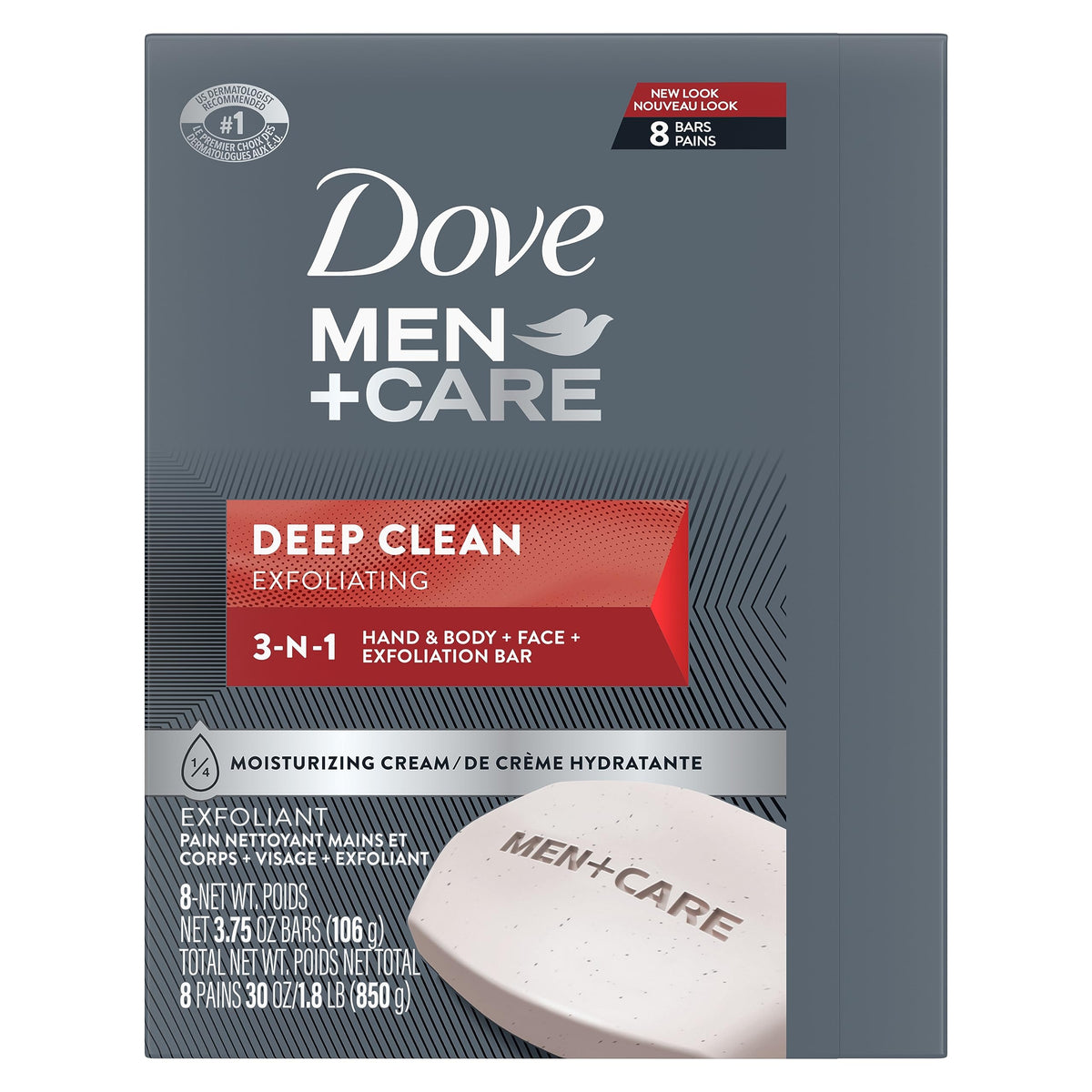 Dove Men+Care close-up of bar texture and purifying micro-grains