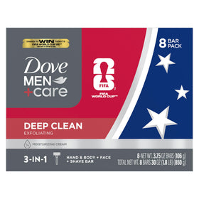 Dove Men+Care front packaging showing product and benefits