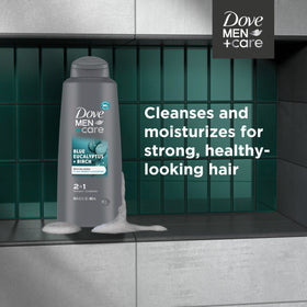 Dove Men + Care label highlighting 100% recycled bottle and recyclable benefit