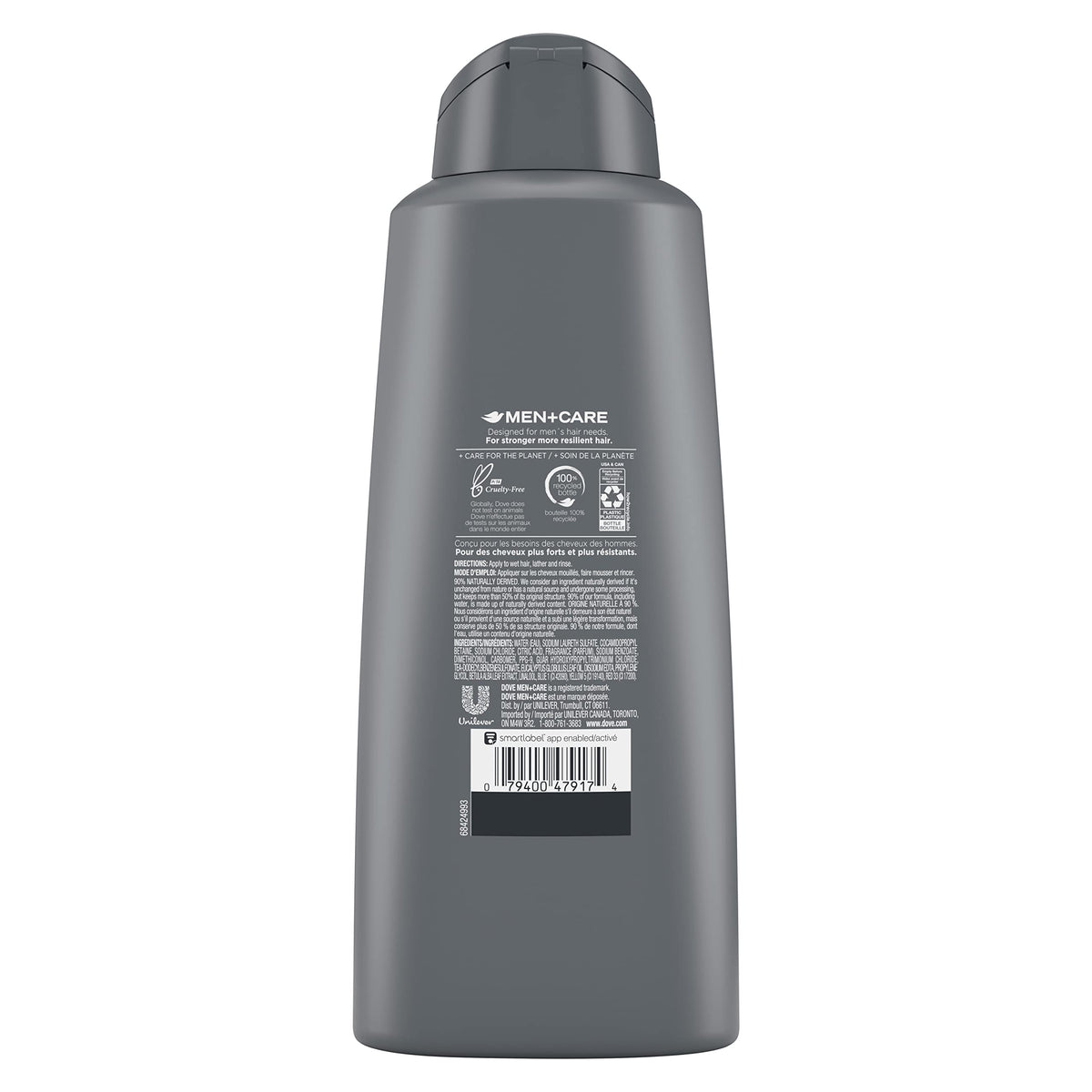 Dove Men + Care bottle open dispensing gentle lather for quicker showers