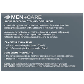 Dove Men+Care close-up lather on bar highlighting moisturizing cream benefit