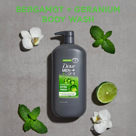 DOVE MEN + CARE mandarin and sandalwood ingredients conveying fresh scent