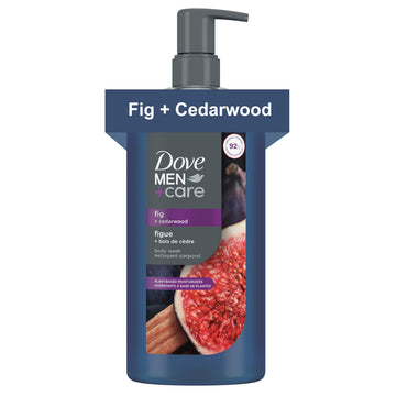Dove Men+Care front bottle showing fig and cedarwood scent benefit