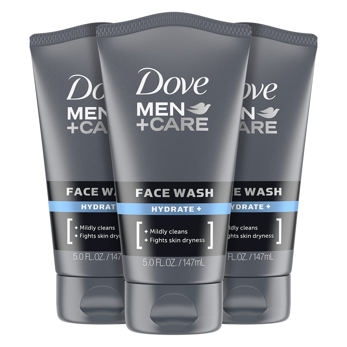 DOVE MEN + CARE front packaging showing hydrate face wash benefits