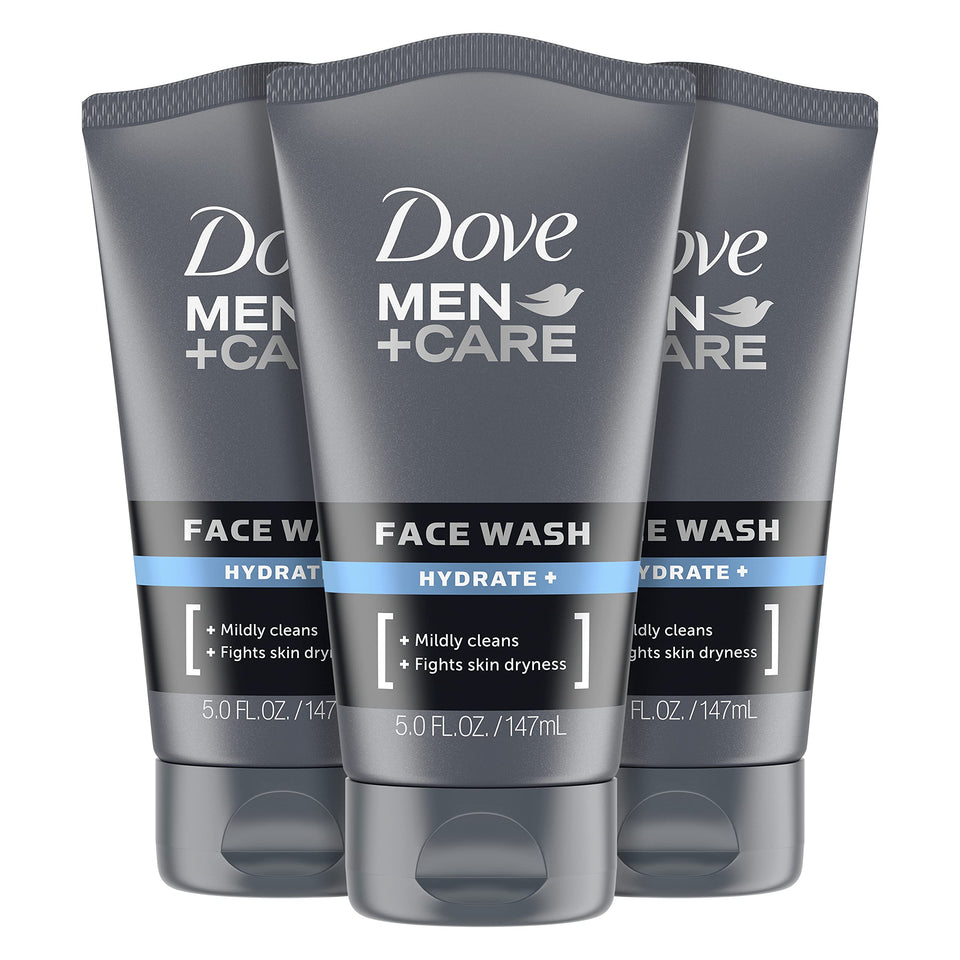 DOVE MEN + CARE front packaging showing hydrate face wash benefits