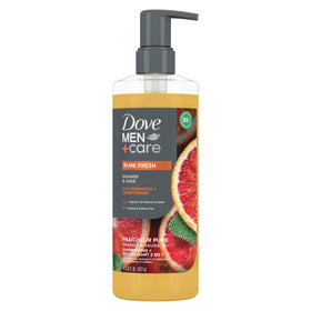 DOVE MEN + CARE front packaging showing Orange & Sage scent and benefits