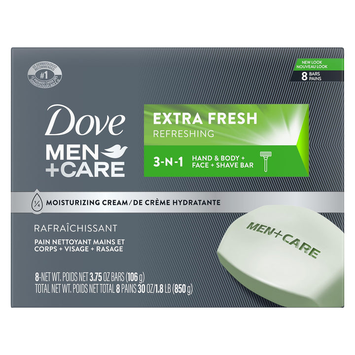 DOVE MEN + CARE front packaging showing product and benefit hydration