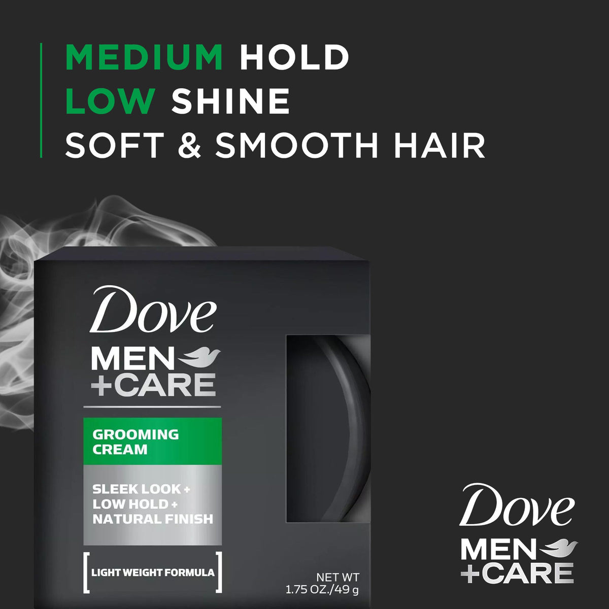 Dove Men+Care cream on hand demonstrating smooth spreadability for touchable control