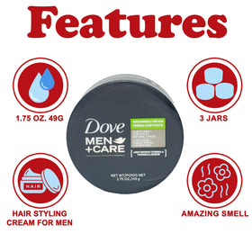 Dove Men+Care open tube showing lightweight cream texture for easy application