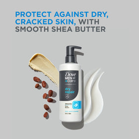 DOVE MEN + CARE in-shower use with rich lather demonstrating gentle cleansing