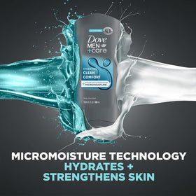 Dove Men+Care ingredient label close-up showing MicroMoisture and hydrating components