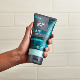 Dove Men+Care label close-up showing vegan, PETA-approved and sulfate-free