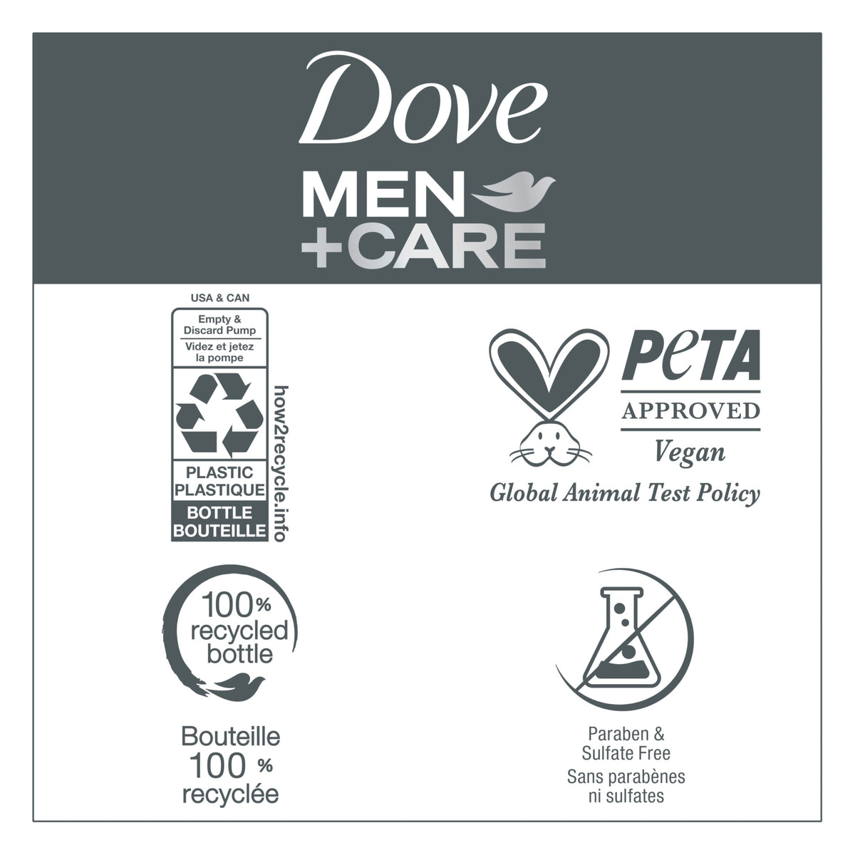 DOVE MEN + CARE bottle on bathroom shelf styled with toiletries for routine convenience