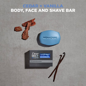 Dove Men+Care bar close-up texture highlighting moisturizing cream for softer skin