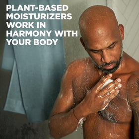 Dove Men+Care packaging label detail emphasizing plant-based cleanser
