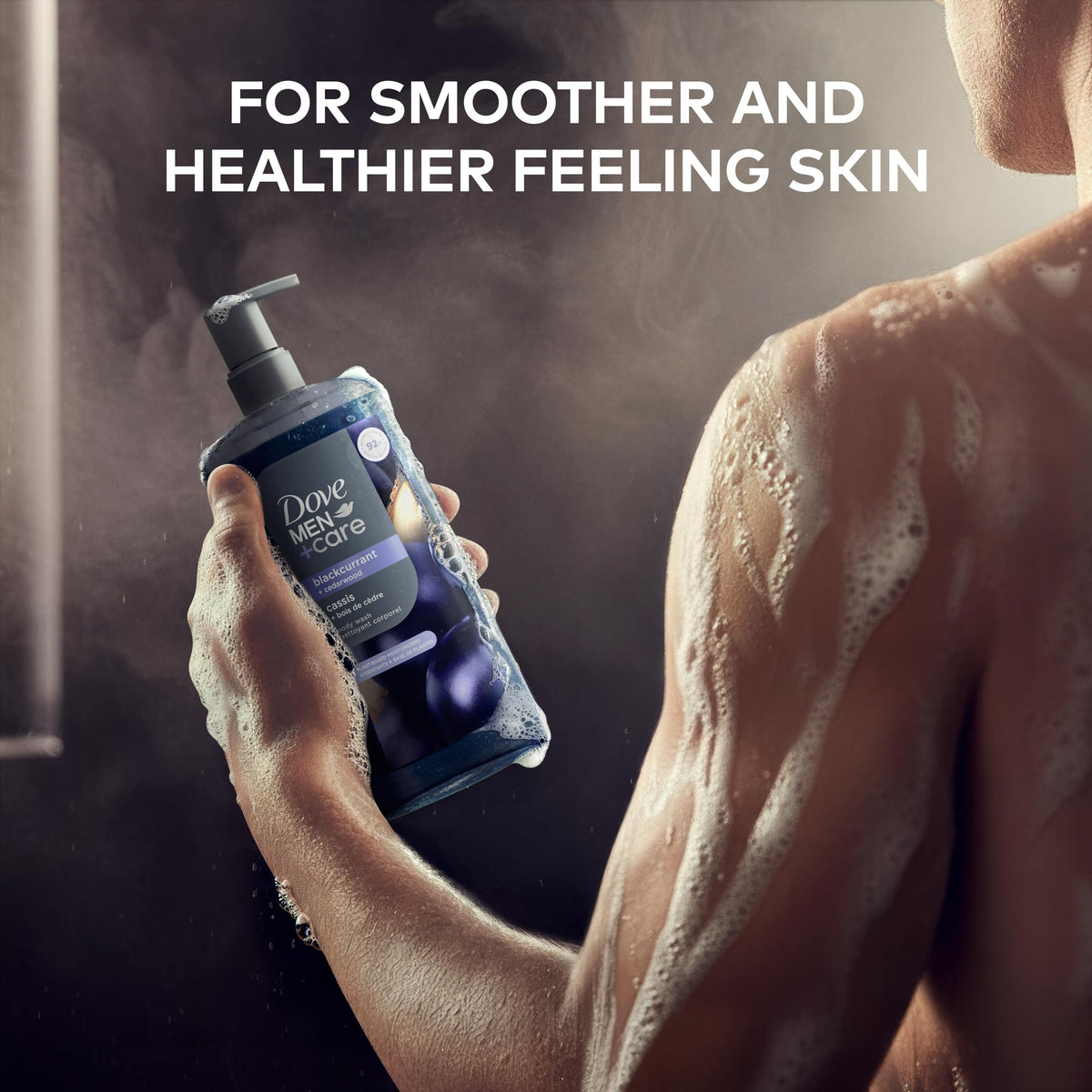 Dove Men+Care pump detail for easy, no-spill dispensing benefit