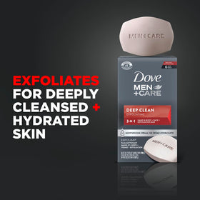 Dove Men+Care close-up of purifying grains on soap texture for exfoliation
